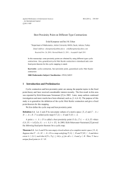 Best Proximity Point on Different Type Contractions 1 Introduction