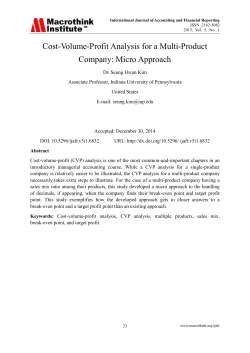 Cost-Volume-Profit Analysis for a Multi