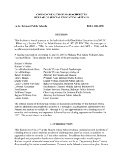 Special Education Appeals BSEA #03-3070