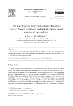 Optimal stopping-time problem for stochastic Navier&ndash;Stokes