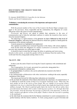 DISCOVERING THE URGENT NEED FOR COMMUNICATION Fr