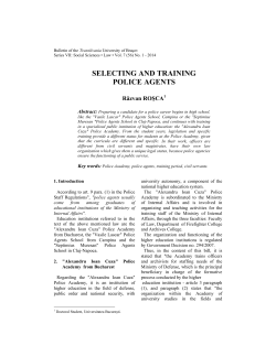 Rosca, R.: Selecting and Training Police Agents