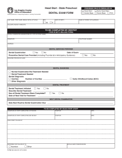 DENTAL EXAM FORM Head Start