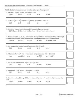 2016 HS B Exam - New York Math Circle