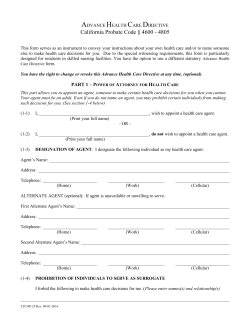Advance Health Care Directive