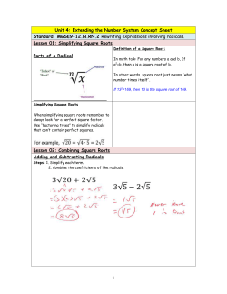 Unit 4: Extending the Number System Concept Sheet Standard