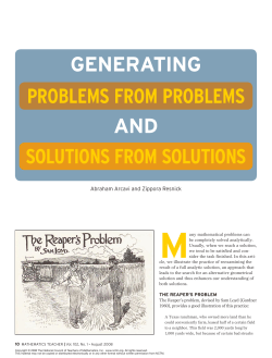PROBLEMS FROM PROBLEMS GEnERATinG SOLUTIONS