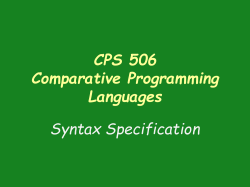 CSP 506 Comparative Programming Languages