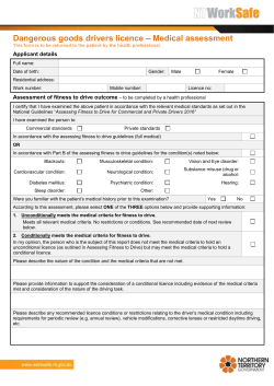 Dangerous goods drivers licence - Medical assessment