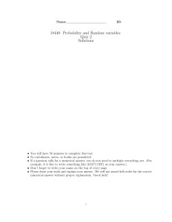 18440: Probability and Random variables Quiz 2 Solutions