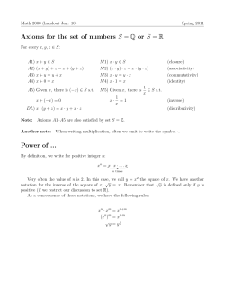 Axioms for the set of numbers S = Q or S = R Power of