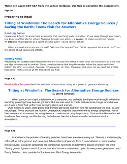 Preparing to Read Tilting at Windmills: The Search for Alternative