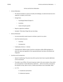 PSY345 Intrinsic and Extrinsic Motivation 1 Intrinsic and