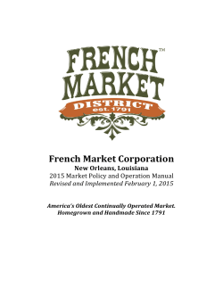 2015 Flea Market Policy and Operation Manual