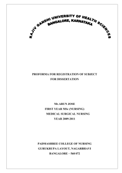 PROFORMA FOR REGISTRATION OF SUBJECT FOR