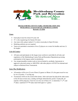 MECKLENBURG COUNTY PARK AND RECREATION 2016