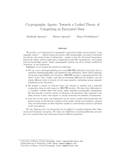 Cryptographic Agents: Towards a Unified