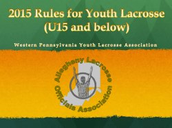 2007 Rules for Youth Lacrosse (1-8th grade)