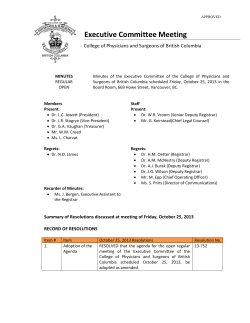Executive Committee Meeting - College of Physicians and Surgeons