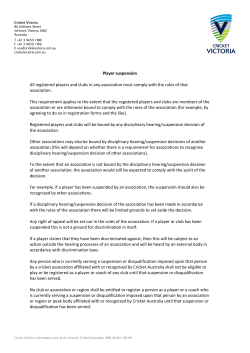Player suspension All registered players and clubs