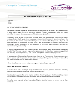 SELLERS PROPERTY QUESTIONNAIRE