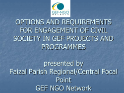 Presentation on the Strategic and Operational Plan of the GEF NGO