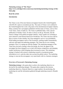 Marketing strategy of &ldquo;The Times&rdquo; http://www.oxbridgewriters.com