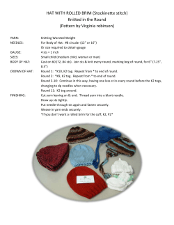 HAT WITH ROLLED BRIM (Stockinette stitch) Knitted in the Round