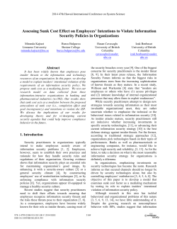 Assessing Sunk Cost Effect on Employees` Intentions to Violate
