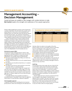 Management Accounting – Decision Management