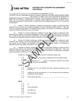 distributor`s assumption agreement theatrical - SAG