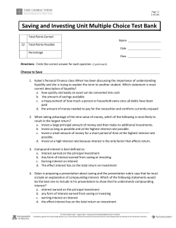 Saving and Investing Unit Multiple Choice Test Bank