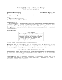 Modeling Methods in Mathematical Biology