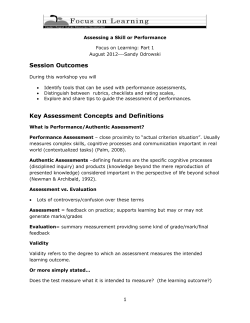 Assess a Skill or Performance &ndash; Student Handout