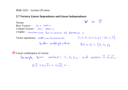 Linear Dependence and Linear Independence Terms: Row Vectors