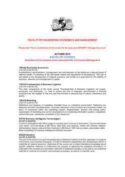 faculty of engineering economics and management