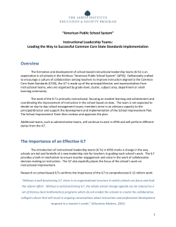 Instructional Leadership Teams