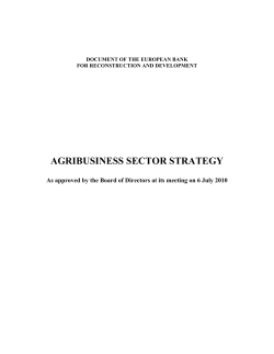 Agribusiness Sector Strategy [EBRD