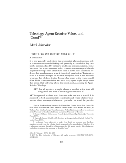 Teleology, Agent-Relative Value, and