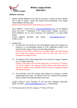 League Rules - Stoke on Trent Netball League