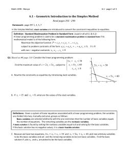 6.1 &ndash; Geometric Introduction to the Simplex Method