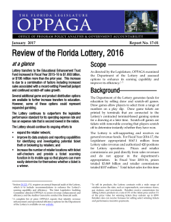 Review of the Florida Lottery, 2016