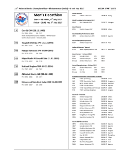 Day 1 - Media Start List - Asian Athletics Odisha 2017