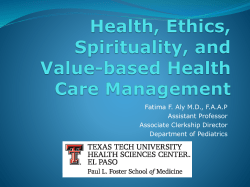 Health, Ethics, Spirituality, and Value