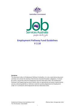 Employment Pathway Fund Guidelines