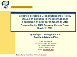 Selected Strategic Global Standards Policy issues