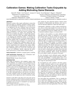 Calibration Games: Making Calibration Tasks Enjoyable by Adding