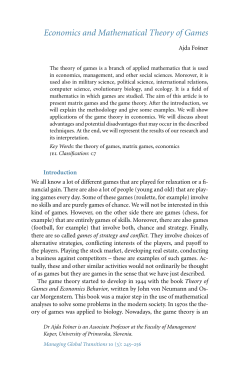 Economics and Mathematical Theory of Games