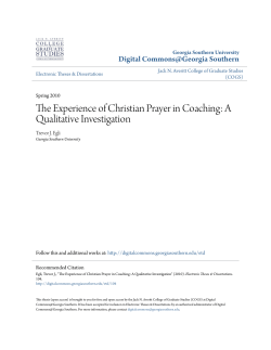 The Experience of Christian Prayer in Coaching: A Qualitative
