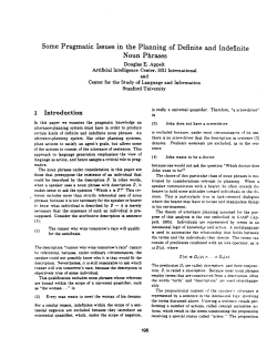 Some Pragmatic Issues in the Planning of Definite and Indefinite
